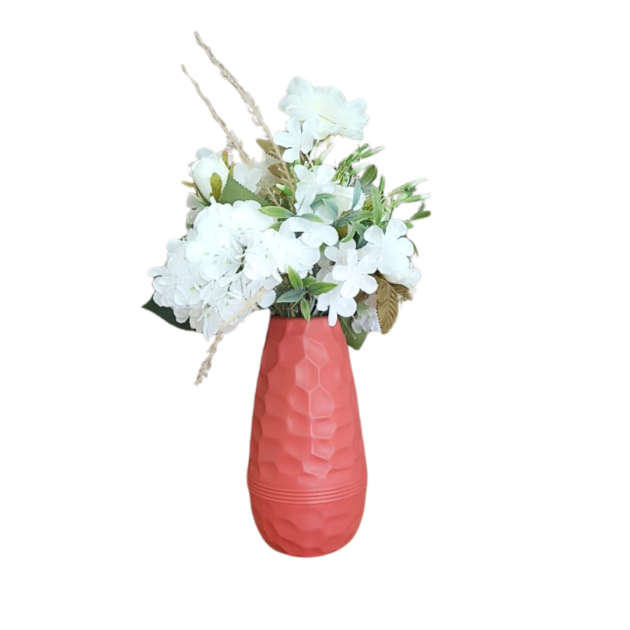 Bouquet éclatant dans un vase orange  texturé